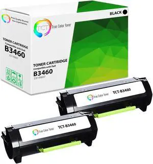 True Color Toner B3460 Toner Cartridge 2 Pack - Premium Compatible Replacement for Dell 331-9807 Black Extra High Yield Works With Dell B3460 B3460DN