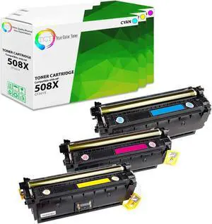 True Color Toner 508X Color Toner Cartridge 3 Pack - Premium Compatible Replacement for HP 508X CF361X CF362X CF363X High Yield Works With HP Color LaserJet Enterprise M552 M553 MFP M577