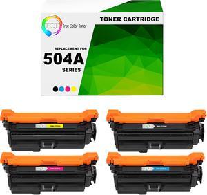 True Color Toner 504A Toner Cartridge 4 Pack - Premium Compatible Replacement for HP 504A CE250A CE251A CE252A CE253A Works With HP Color LaserJet CP3520 CP3525 CP3525X CP3525DN