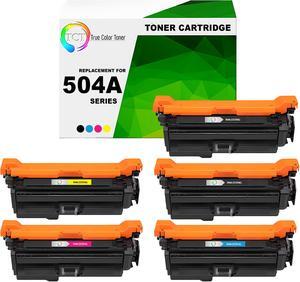 True Color Toner 504A Toner Cartridge 5 Pack - Premium Compatible Replacement for HP 504A CE250A CE251A CE252A CE253A Works With HP Color LaserJet CP3520 CP3525 CP3525X CP3525DN