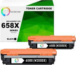 TCT 658X Black Toner Cartridge 2 Pack - Premium Compatible Replacement for HP 658X W2000X Black High Yield Works With HP Color LaserJet Enterprise M751's