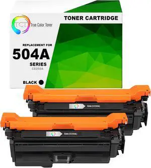 True Color Toner 504A Black Toner Cartridge 2 Pack - Premium Compatible Replacement for HP 504A CE250A Works With HP Color LaserJet CP3520 CP3525 CP3525X CP3525DN