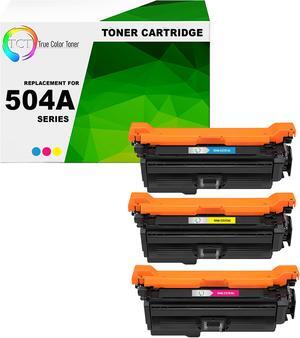 True Color Toner 504A Color Toner Cartridge 3 Pack - Premium Compatible Replacement for HP 504A CE251A CE252A CE253A Works With HP Color LaserJet CP3520 CP3525 CP3525X CP3525DN