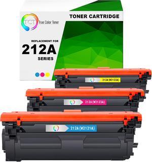 True Color Toner 212A Color Toner Cartridge 3 Pack - Premium Compatible Replacement for HP 212A W2121A W2122A W2123A Works With HP Color LaserJet Enterprise M554dn M555dn M555x