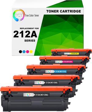 True Color Toner 212A Toner Cartridge 5 Pack - Premium Compatible Replacement for HP 212A W2120A W2121A W2122A W2123A Works With HP Color LaserJet Enterprise M554dn M555dn M555x