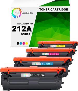 True Color Toner 212A Toner Cartridge 4 Pack - Premium Compatible Replacement for HP 212A W2120A W2121A W2122A W2123A Works With HP Color LaserJet Enterprise M554dn M555dn M555x