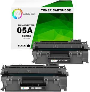 True Color Toner 05A Toner Cartridge 2 Pack - Premium Compatible Replacement for HP 05A CE505A Black Works With HP LaserJet P2030 P2035 P2035N P2050 P2055D P2055DN P2055X
