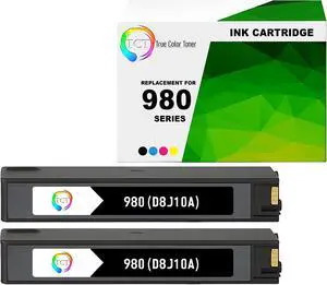 True Color Toner 980 Black Ink Cartridge 2 Pack - Premium Compatible Replacement for HP 980 D8J10A Black Works With HP OfficeJet Enterprise X555dn X555xh X585dn X585f X585z