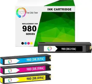 True Color Toner 980 Ink Cartridge 4 Pack - Premium Compatible Replacement for HP 980 Works With HP OfficeJet Enterprise X555dn X555xh X585dn X585f X585z