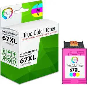 TCT 67XL Ink Cartridge - Premium Compatible Replacement for HP 67XL 3YM58AN Tri-Color High Yield Works With HP Envy 6055 6052 6058 Envy Pro 6455 6475 6452 6458 6454
