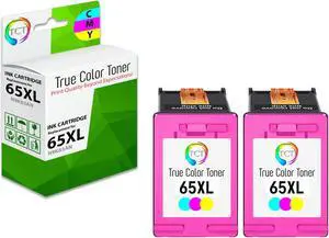 TCT 65XL Ink Cartridge 2 Pack - Premium Compatible Replacement for HP 65XL N9K03AN Tri-Color High Yield Works With HP Deskjet 3720 3730 3755