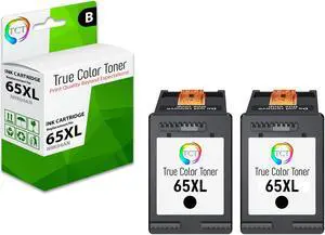 True Color Toner 65XL Black Ink Cartridge 2 Pack - Premium Compatible Replacement for HP 65XL N9K04AN Black High Yield Works With HP Deskjet 3720 3730 3755
