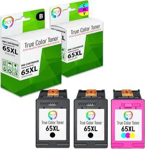 TCT 65XL Ink Cartridge 3 Pack - Premium Compatible Replacement for HP 65XL N9K04AN N9K03AN High Yield Works With HP Deskjet 3720 3730 3755
