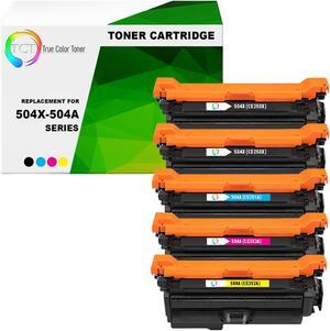 True Color Toner 504X 504A Toner Cartridge 5 Pack - Premium Compatible Replacement for HP 504X 504A CE250X CE251A CE252A CE253A Works With HP Color LaserJet CP3525X