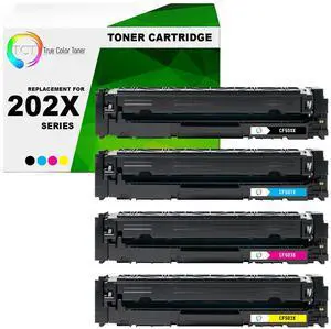 True Color Toner 202X Toner Cartridge 4 Pack - Premium Compatible Replacement for HP 202X CF500X CF501X CF502X CF503X High Yield Works With HP Color LaserJet Pro MFP M280NW M254DW