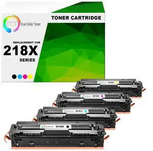 TCT 218X Toner Cartridge 4 Pack - Premium Compatible Replacement WITH CHIP Works With HP LaserJet Pro 3201, MFP 3301 Printers (Black Cyan Magenta Yellow) - not compatible with "-e" suffix printers"