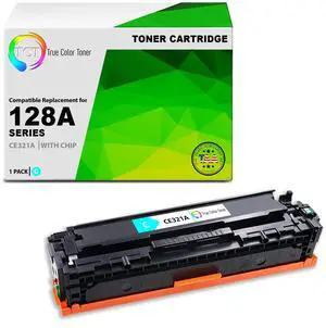 TCT 128A Cyan TAA Compliant Toner Cartridge - Premium Compatible Replacement for HP 128A CE321A Works With HP LaserJet Pro CP1525N CP1525NW CM1415FN CM1415FNW Printers