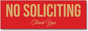 No Soliciting Sign (Red-Gold) - Small