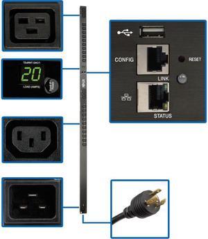 Tripp Lite - PDUMNV20HVLX - Tripp Lite PDU Monitored 3.3-3.7kW 20 C13 4 C19 208/230V 20A LX Platform 0URM - Monitored -