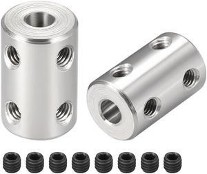 Shaft Coupling 5mm to 5mm Bore L22xD14 Robot Motor Wheel Rigid Coupler Connector Silver Tone 2 Pcs