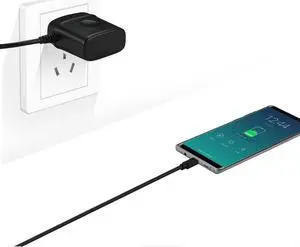 REIKO PORTABLE TYPE C TRAVEL ADAPTER CHARGER WITH BUILT IN CABLE IN BLACK