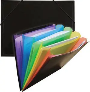 C-Line 59011 Rainbow Document Sorter/Case, 5-Pocket, 5 Inch Expansion, Letter, Black/Multi