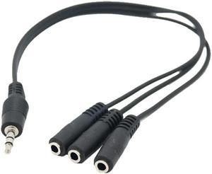 0.3M 3.5mm Male Plug to 1/8" 3.5mm 3 Output Stereo Female Audio Splitter adapter Cable