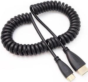 High Speed Micro HDMI to HDMI Spring elastic Male to Male Curl V1.4 Cable for HD projectors tablet PC Digital cameras