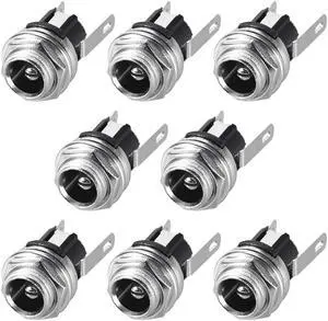 PCB Mount DC Connector Audio Video Socket DC025M 3 Pin Female 5.5mm x 2.5mm Black 8Pcs