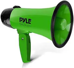 portable megaphone speaker siren bullhorn  compact and battery operated with 20 watt power, microphone, 2 modes, pa sound and foldable handle for cheerleading and police use  pyle pmp22gr