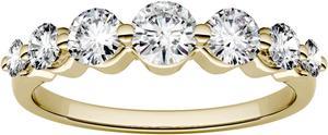 14K Yellow Gold Moissanite by Charles & Colvard 4mm Round Wedding Band-size 5.5, 0.87cttw DEW