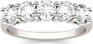 14K White Gold Moissanite by Charles & Colvard 4mm Round Wedding Band-size 9 1.15cttw DEW
