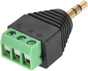 3.5mm 3 Pole Male to AV 3 Screw Terminal Stereo Audio Video Connector Adapter for CCTV Security Camera System
