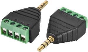 3.5mm 4 Pole Male to AV 4 Screw Terminal Audio Video Connector Adapter for CCTV Security Camera System 2pcs
