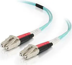 C2G 01142 OM4 Fiber Optic Cable - LC-LC 50/125 Duplex Multimode PVC Fiber Cable, Aqua (164 Feet, 50 Meters)