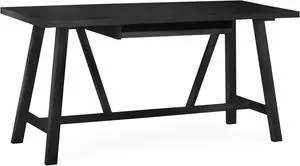 Dylan Solid Wood Modern Industrial 60 inch Wide Modern Industrial Writing Office Desk in Black