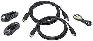 IOGEAR G2L9202UTAA3 6ft Dual View DisplayPort, USB KVM Cable Kit with Audio (TAA) - 1 PACK