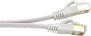 Micro Connectors 25 Feet Cat7 Shielded RJ45 Flat Patch Cable with Cable Clips-White (E11-025FL-W)