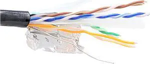 Micro Connectors 250 Feet Cat6 Solid (STP) Outdoor Bulk Ethernet 23AWG Cable (Black) (TR4-560BOU-250)
