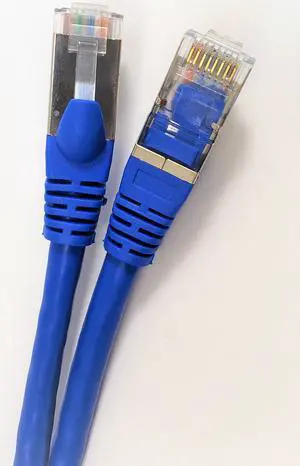Micro Connectors 100 Feet Cat7 SFTP Double Shielded RJ45 Snagless Ethernet (26AWG) Cable (Blue) (E11-100BL)