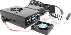 MICRO CONNECTORS Aluminum Raspberry Pi 4 Model B Case with Fan and USB-C Power Adapter