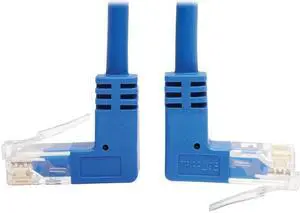 TRIPP LITE N204-S15-BL-UD 15 ft. Cat 6 Blue Up/Down-Angle Gigabit Molded Slim UTP Ethernet Cable (RJ45 Up-Angle M to RJ45 Down-Angle M)