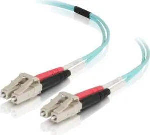 C2G 01137 OM4 Fiber Optic Cable - LC-LC 50/125 Duplex Multimode PVC Fiber Cable, Aqua (49.2 Feet, 15 Meters)