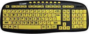Ergoguys CD-1038 Black USB Wired Ergonomic Ezsee Low Vision Keyboard Large Print Yellow Keys