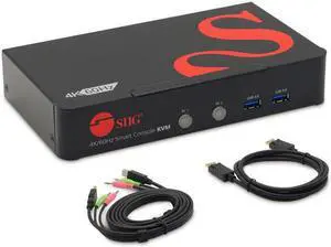 SIIG CE-DP0F11-S1 2-Port DisplayPort 1.2 4K 60Hz KVM Switch with USB 3.0