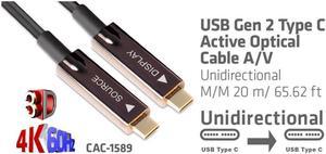 Club 3D CAC-1589 65.6ft USB Gen 2 Type C Unidirectional A/V Active Optical Cable