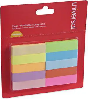Universal Self-Stick Page Tabs, 1/2" X 2", Assorted Colors, 500/Pack 99026