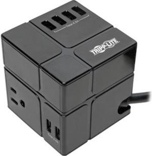 Tripp Lite Surge Protector 3 Outlet 6 USB-A Power Cube Black TLP366CUBEUSBB