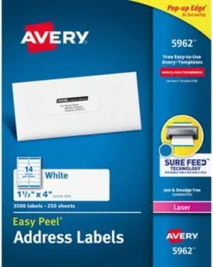 Avery Easy Peel White Mailing Labels