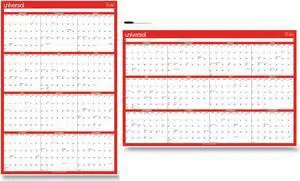 Universal Erasable Wall Calendar 24 x 36 White/Red 2021 71004